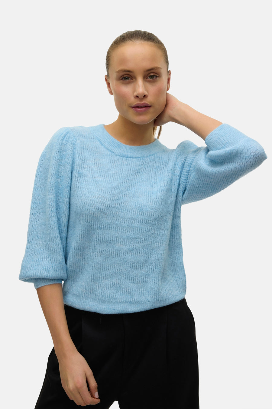 Pull à col rond - bleu - VERO MODA®