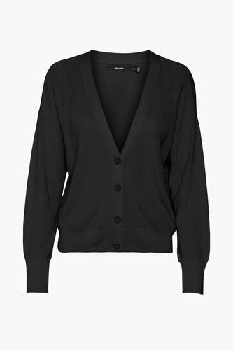 Gilet noir VERO MODA à manches longues et fermeture à boutons.