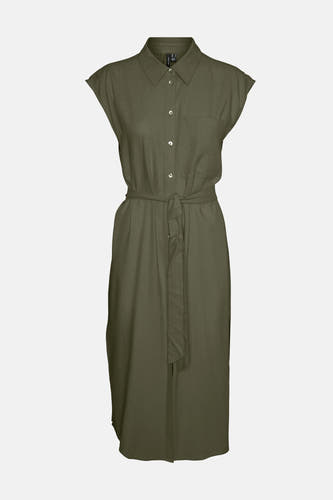Robe sans manches Kaki de VERO MODA, avec des boutons et une ceinture.