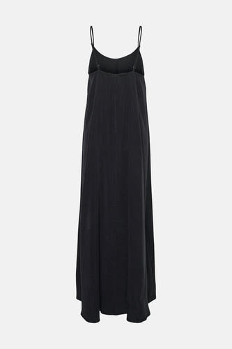 Robe noire sans manches VERO MODA®, avec fines bretelles, longue jupe et motif uni.