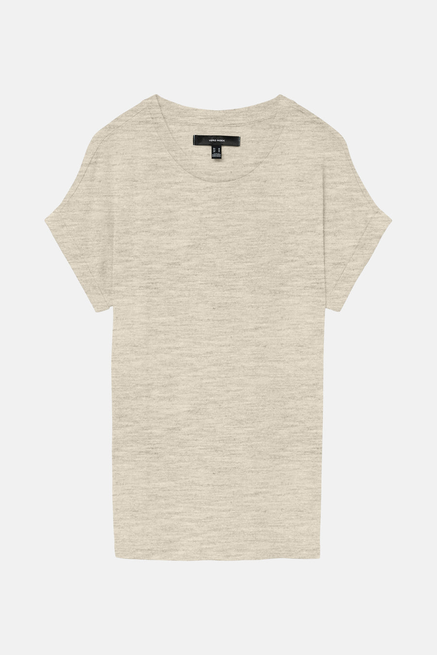 T-shirt beige à manches courtes de Vero Moda, uni et avec une subtile texture.