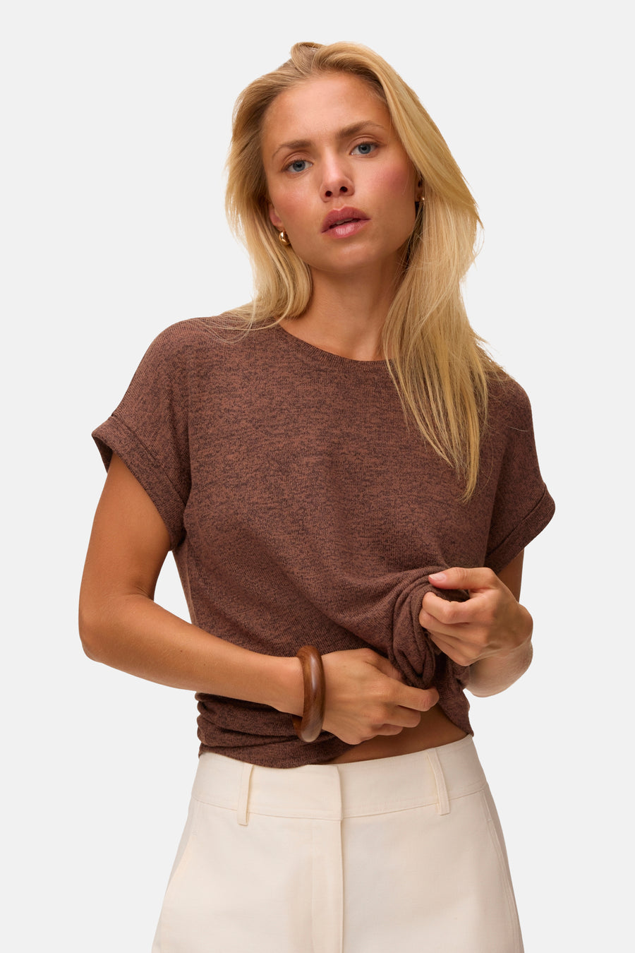 Top uni manche courte brun - VERO MODA®