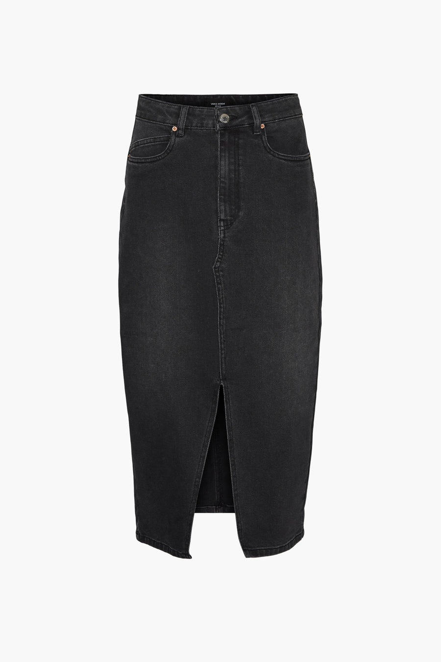 Robe noire de VERO MODA avec une fente à l'avant.