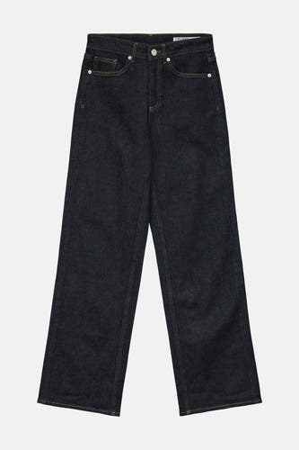 Jean en denim bleu marine large de VERO MODA, avec des boutons et des poches classiques.