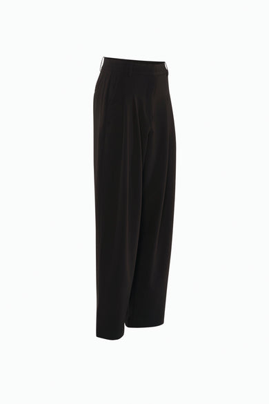 Zwarte broek van VERO MODA, met wijde pijpen en een hoge taille.
