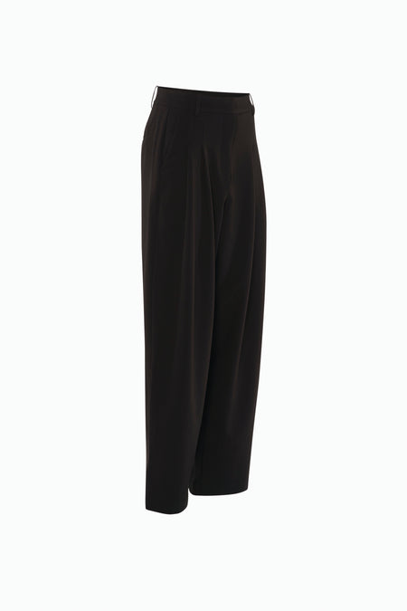 Zwarte broek van VERO MODA, met wijde pijpen en een hoge taille.
