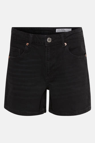 Short noir de VERO MODA, avec des détails couleur cuivre sur les poches et le nœud.