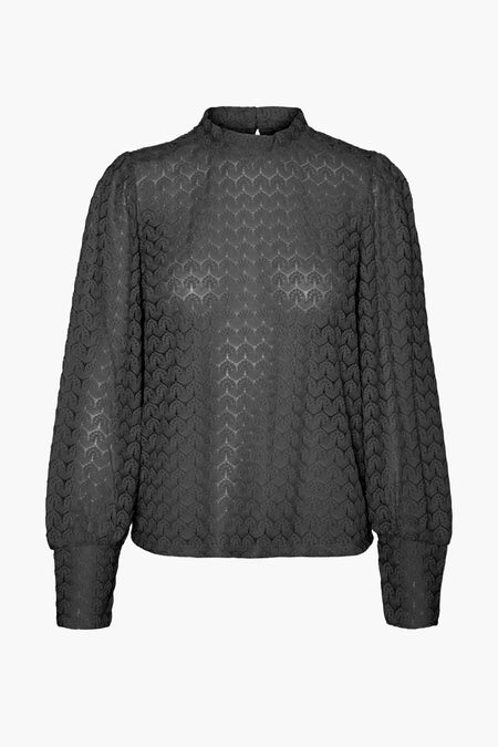 VMBECCA LS HIGH NECK LACE TOP JRS NOOS