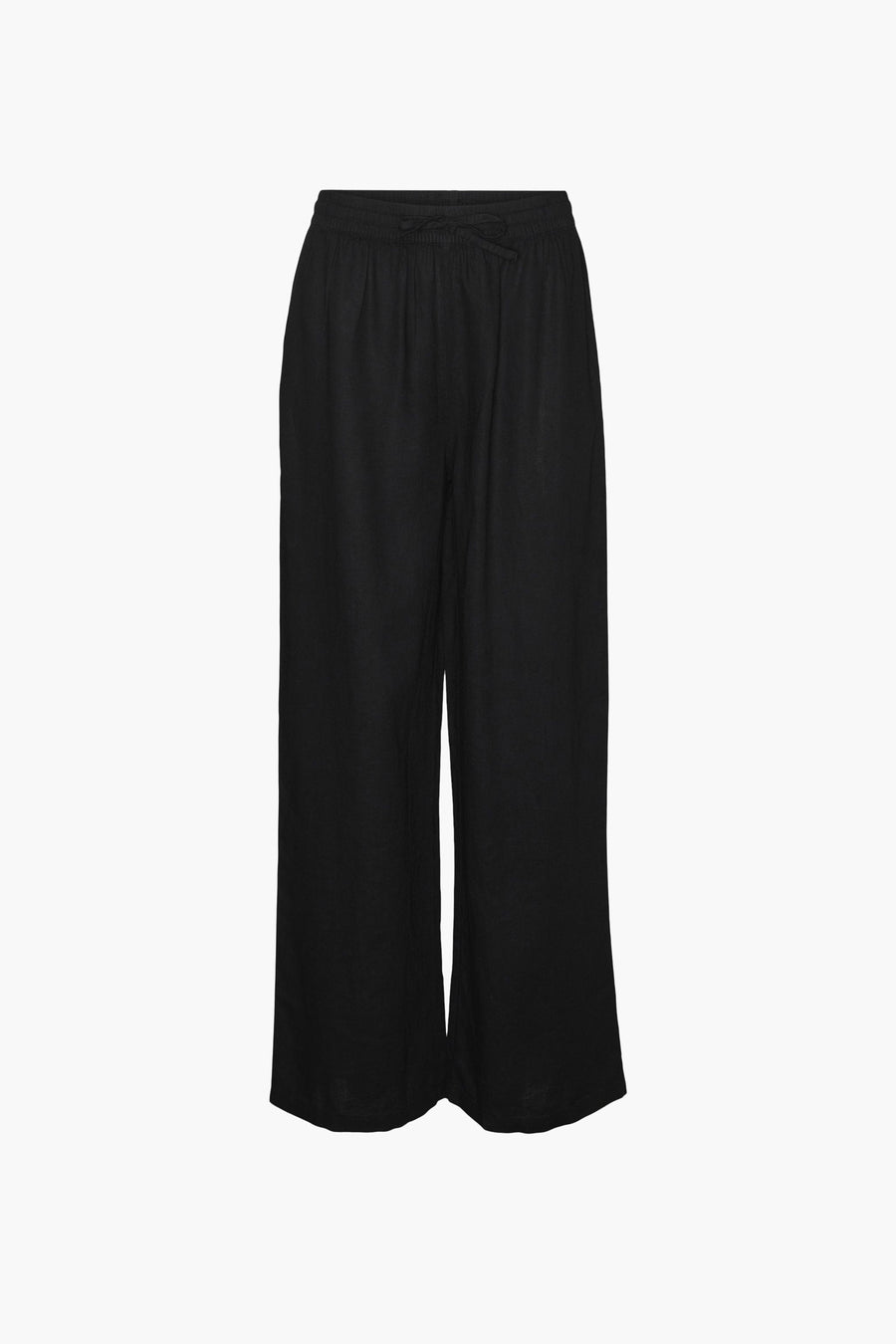 Pantalon noir VERO MODA à jambes larges et cordon de serrage à la taille.