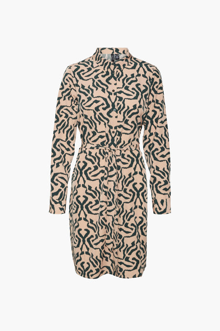 Jupe multicolore à longues manches de VERO MODA, avec un motif abstrait vert foncé.
