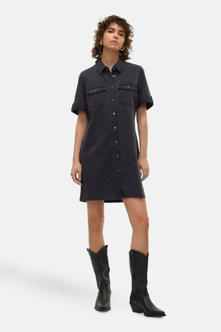Robe à manches courtes - Dark grey denim