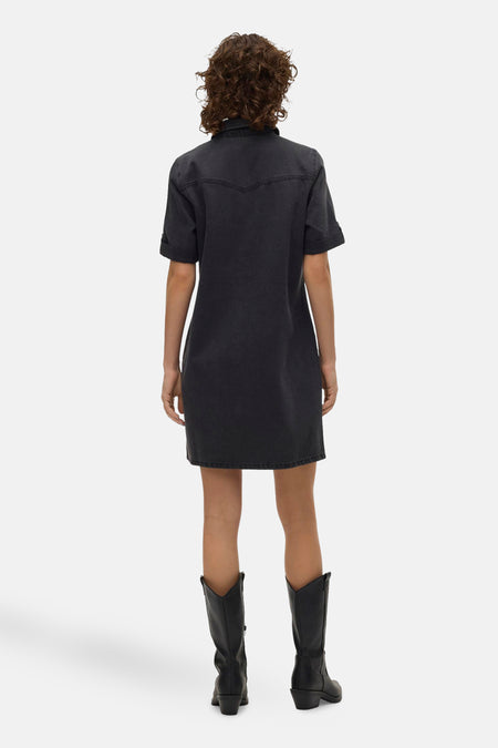 Robe à manches courtes - Dark grey denim