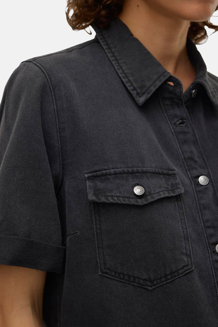 Robe à manches courtes - Dark grey denim