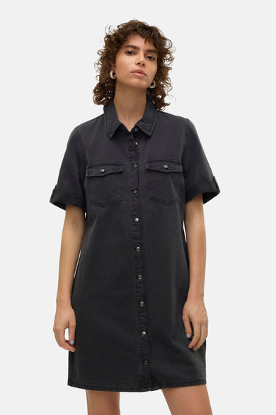 Robe à manches courtes - Dark grey denim