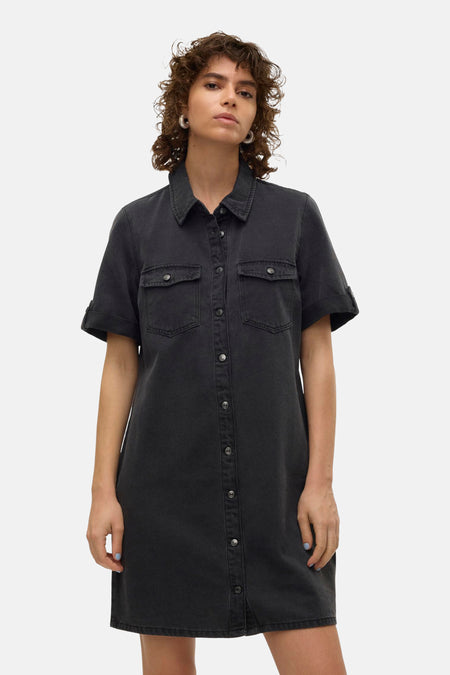 Robe à manches courtes - Dark grey denim