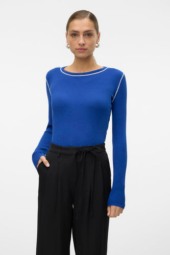 Pull à col rond - bleu - VERO MODA®