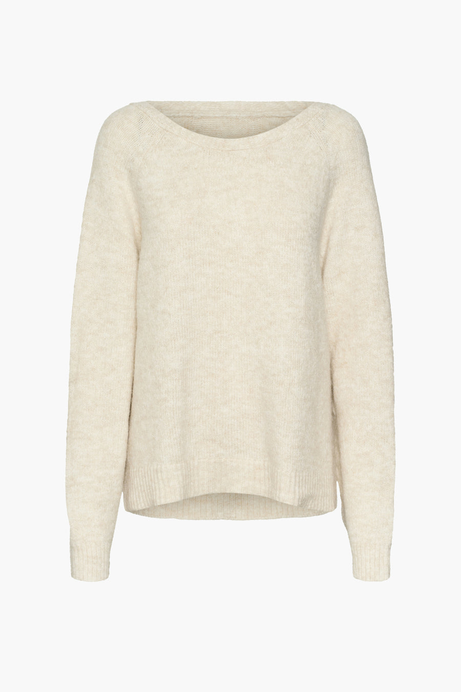 Gilet beige avec col rond de VERO MODA, texture douce et longues manches.