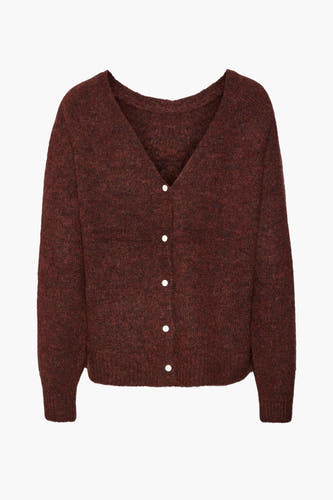 Sweat-shirt marron avec col rond de VERO MODA, doté de longues manches et d'une texture côtelée.