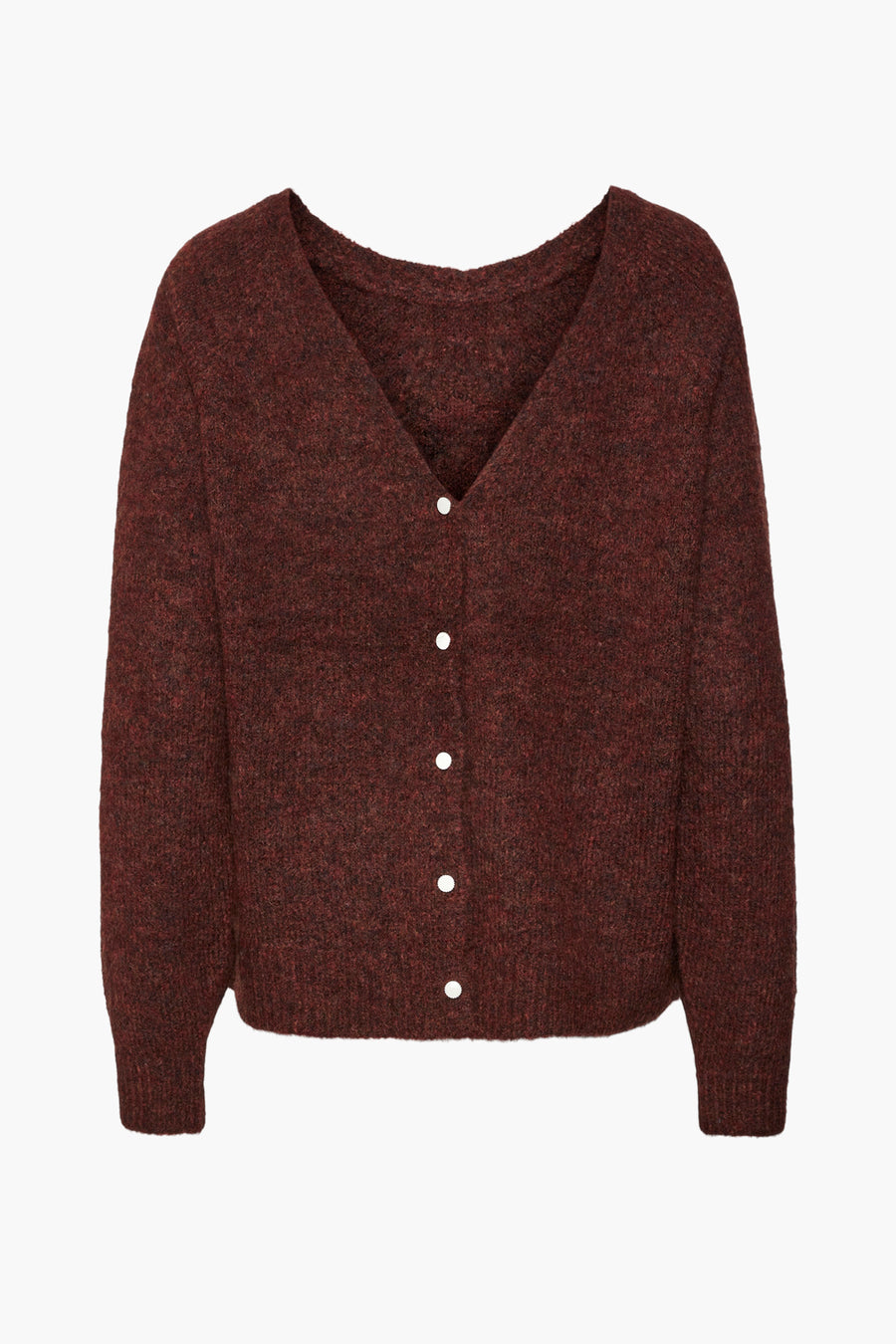 Sweat-shirt marron avec col rond de VERO MODA, doté de longues manches et d'une texture côtelée.