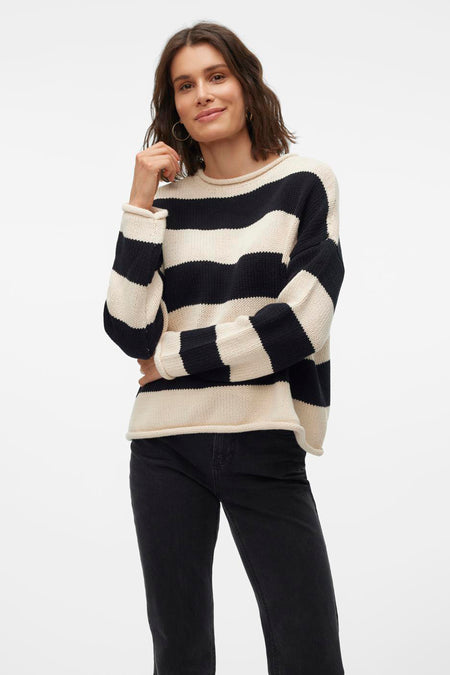 VMLEONORA LS ROLLEDGE O-NK PULLOVER BOO