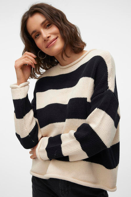 VMLEONORA LS ROLLEDGE O-NK PULLOVER BOO