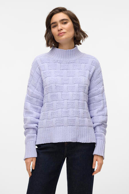 Gilet marron avec col montant de VERO MODA, avec un motif brodé dans une conception rectangulaire.