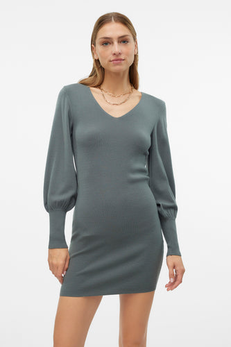 VMHOLLYKARISPUFF LS V-NECK DRESS GA BOO