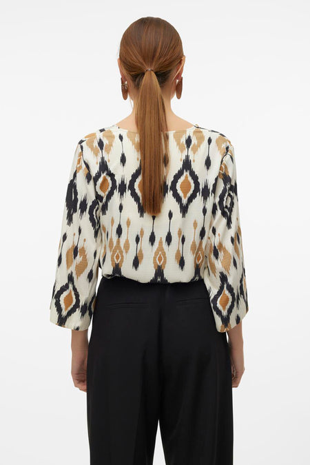 VMMILLE 3/4 V-NECK TOP WVN BTQ GA