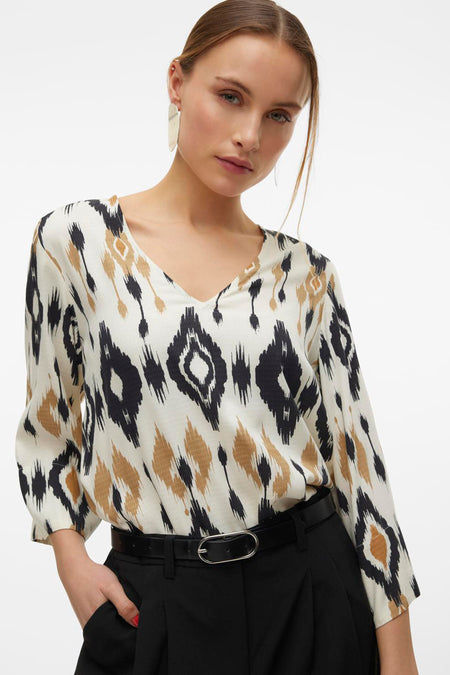 VMMILLE 3/4 V-NECK TOP WVN BTQ GA