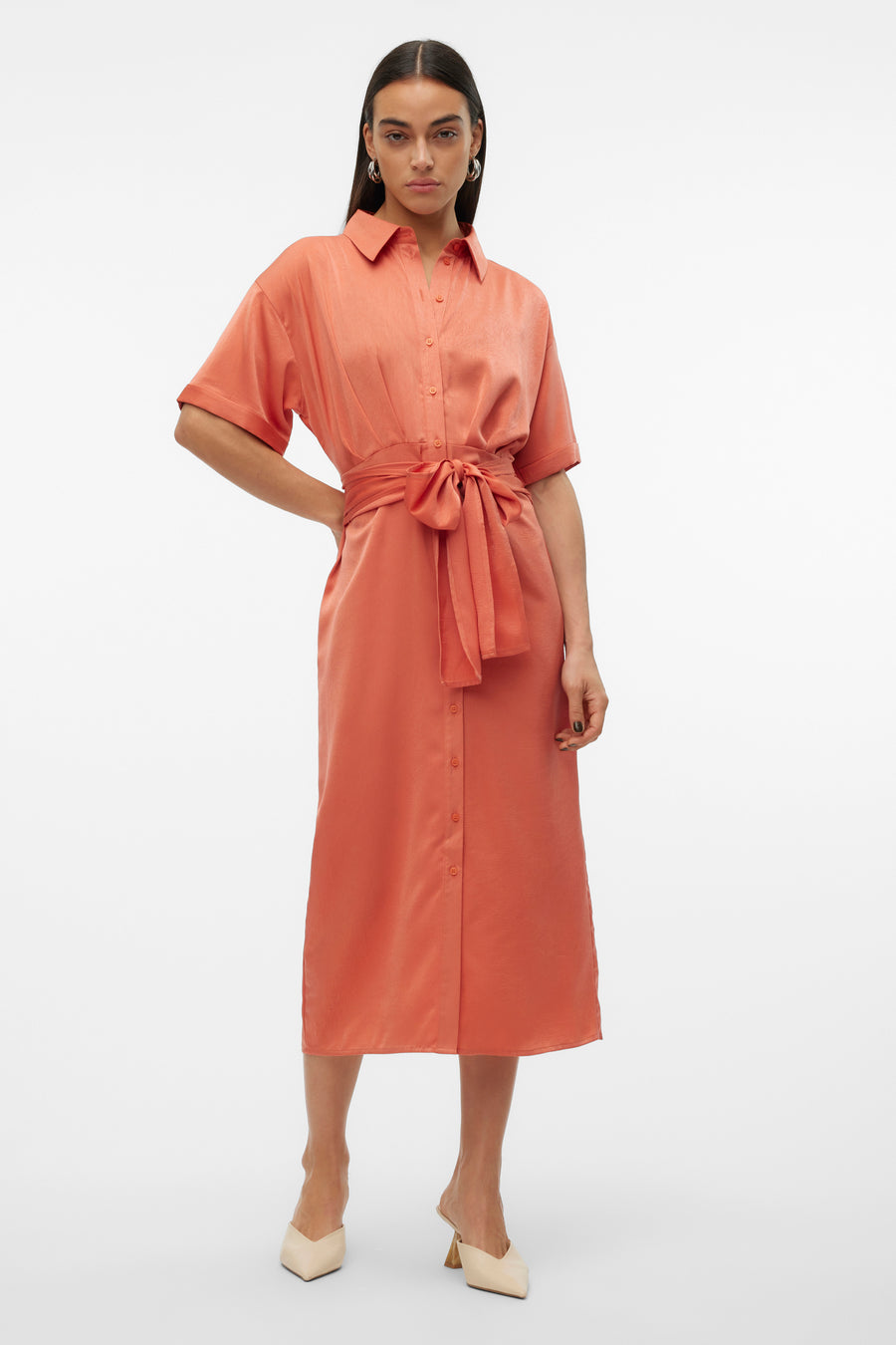 Robe à manches courtes - rouge