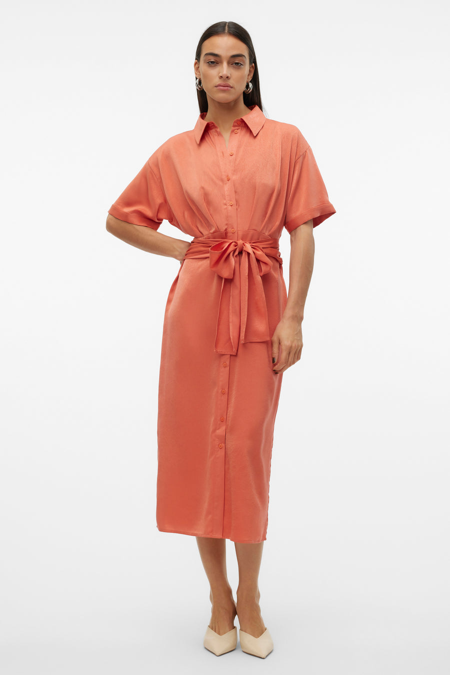 Robe à manches courtes - rouge