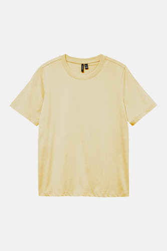 T-shirt jaune à manches courtes de Vero Moda, de couleur unie.