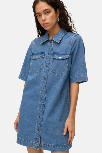 Robe à manches courtes - mid blue denim - VERO MODA®