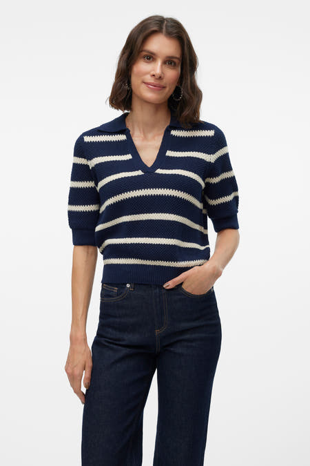 Pull à col en V - bleu