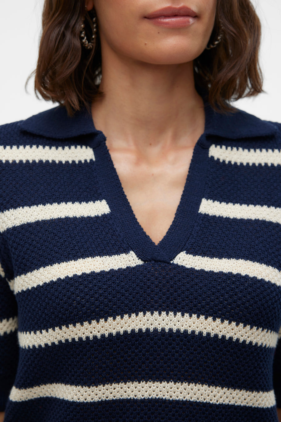 Pull à col en V - bleu