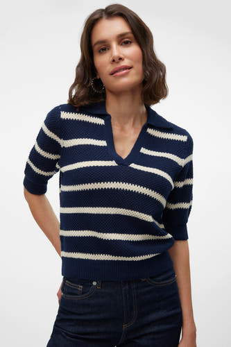 Pull à col en V - bleu