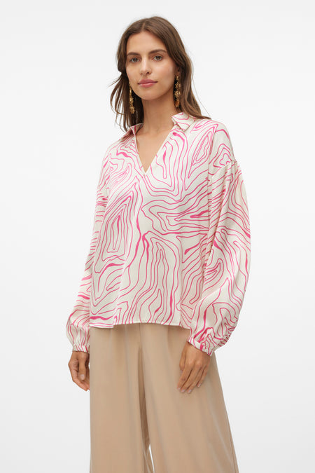 VMROBIN L/S V-NECK TOP WVN EXP BTQ GA
