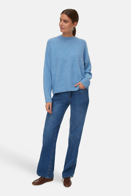 Pull à col rond - bleu