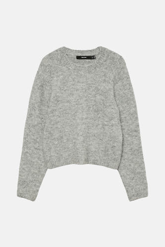 Sweat-shirt gris avec col rond de Vero Moda, texture côtelée et longues manches.