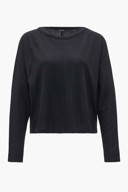 Pull noir avec col rond d'OPUS, avec des manches longues et un design simple et minimaliste.