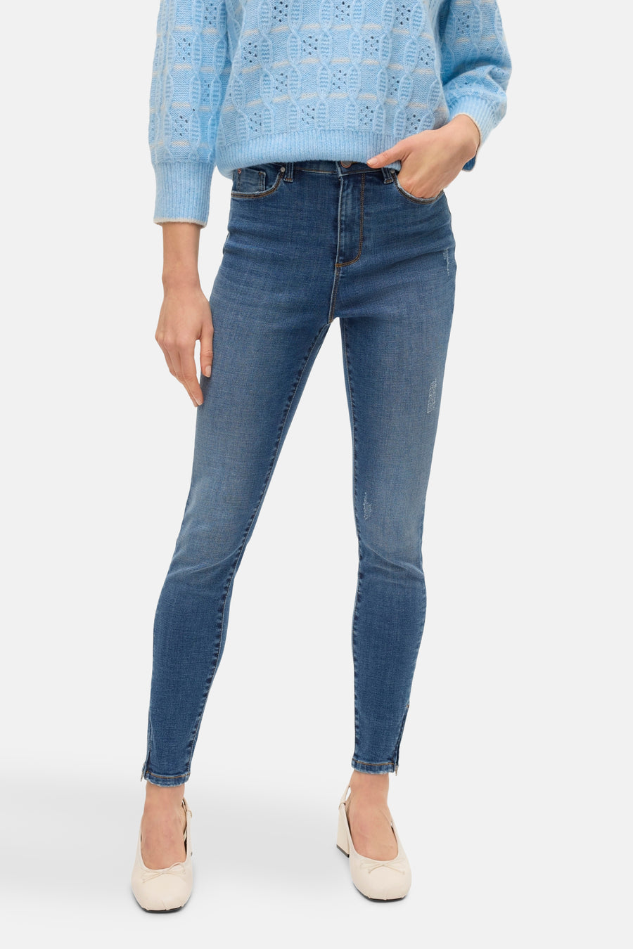 Pull à col rond - bleu - VERO MODA®