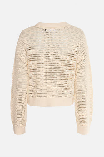 Ecru trui met ronde hals van Vero Moda, met een opengebreide textuur.