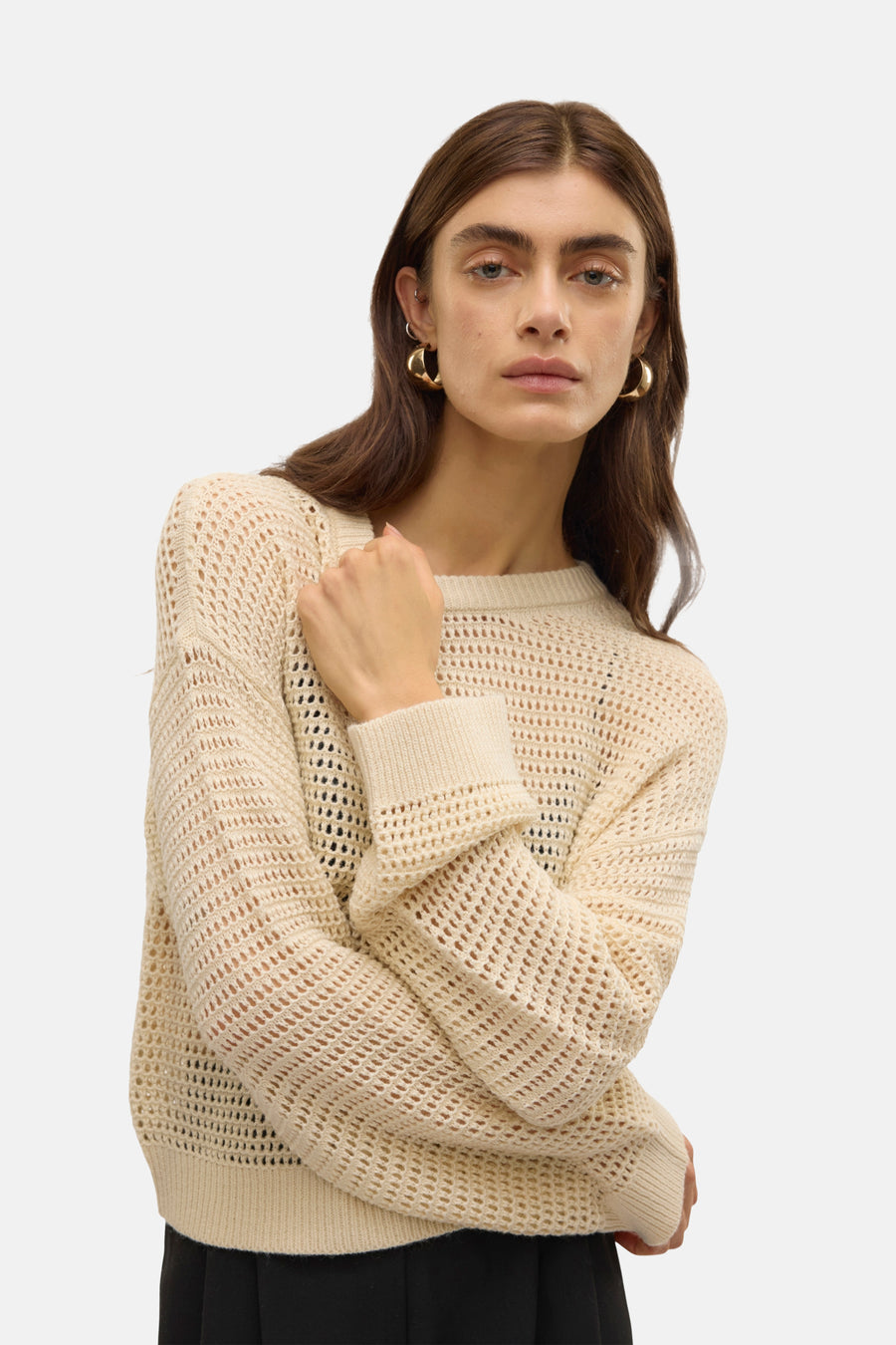 Pull à col rond - beige