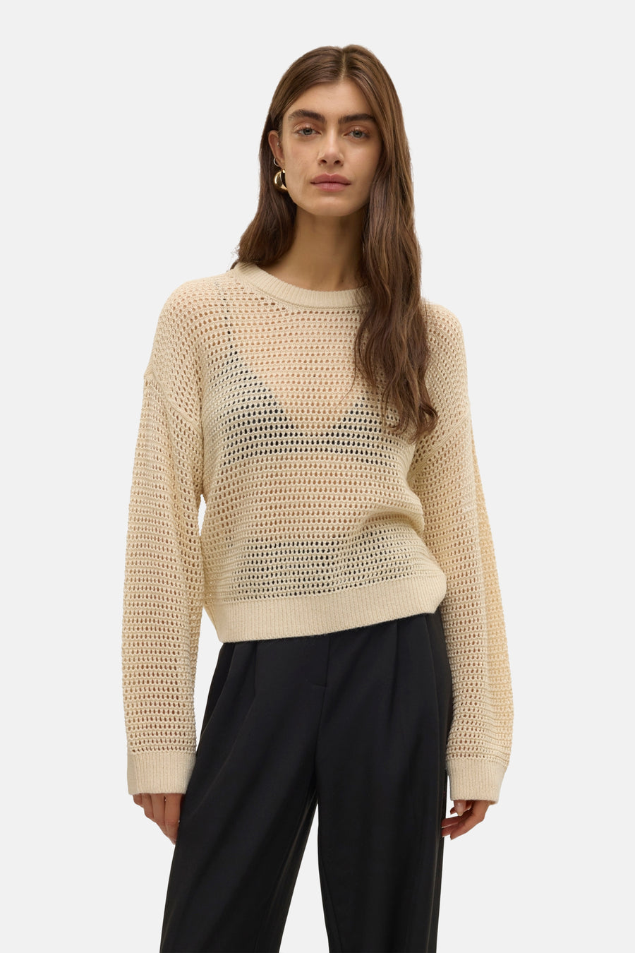 Pull à col rond - beige