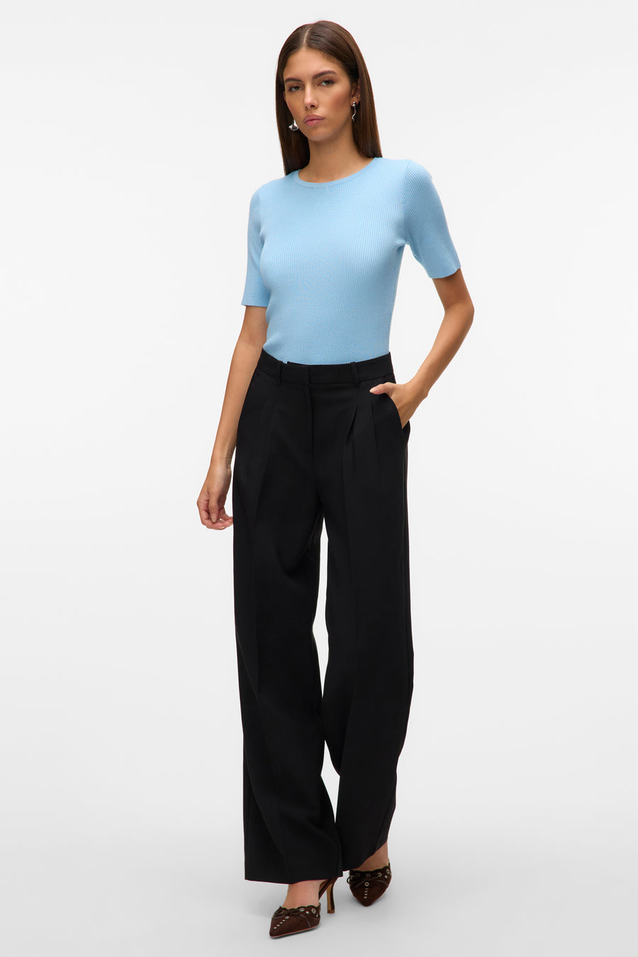 Pull à col rond - bleu - VERO MODA®