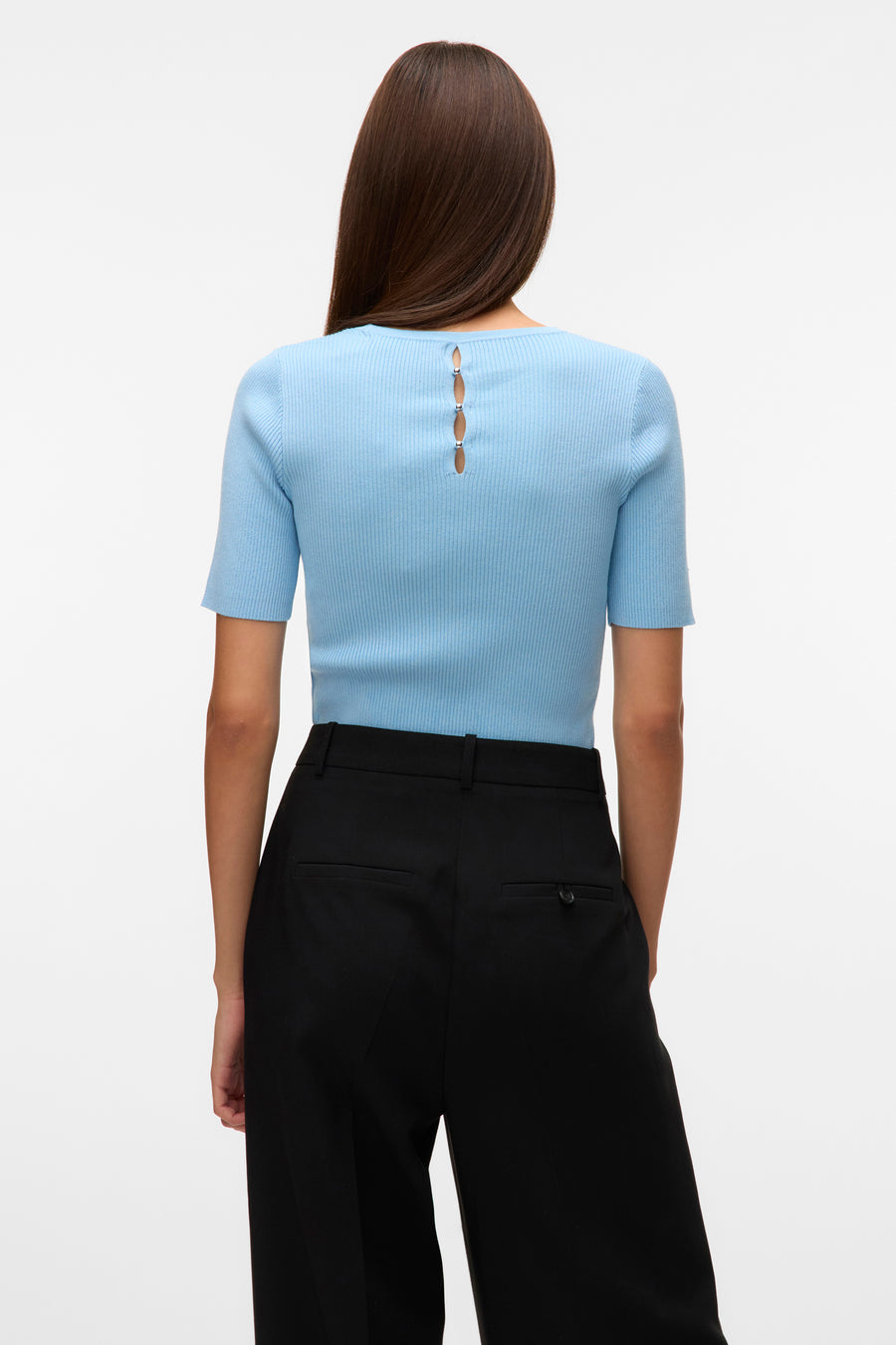 Pull à col rond - bleu - VERO MODA®