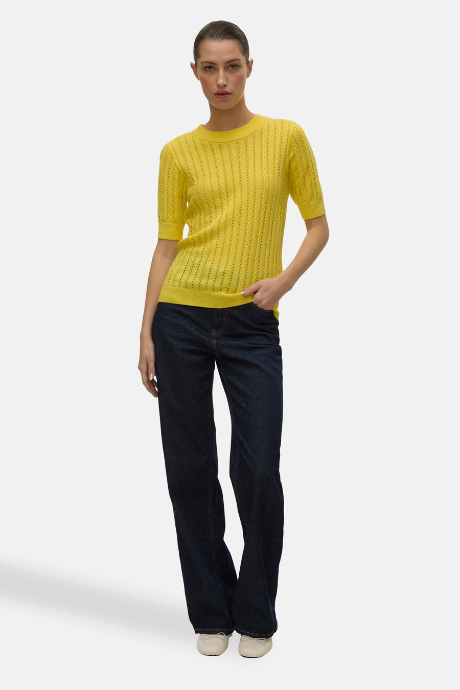 Pull à col rond - jaune - VERO MODA®
