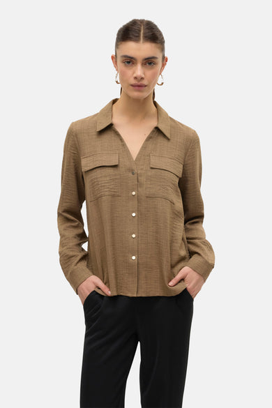 Chemise à manches longues - brun