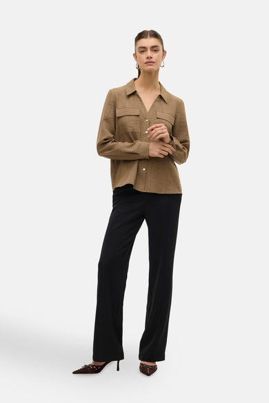 Chemise à manches longues - brun