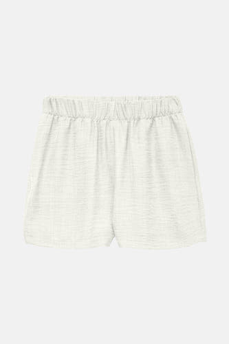 Short blanc de VERO MODA, avec une ceinture élastique et une subtile texture crêpe.